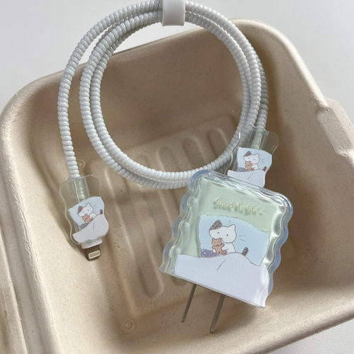 少女心猫咪适用苹果17pro/16充电头13保护套iphone15/14充电器20W
