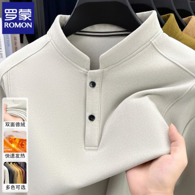 罗蒙秋冬季新款男士长袖t恤保暖