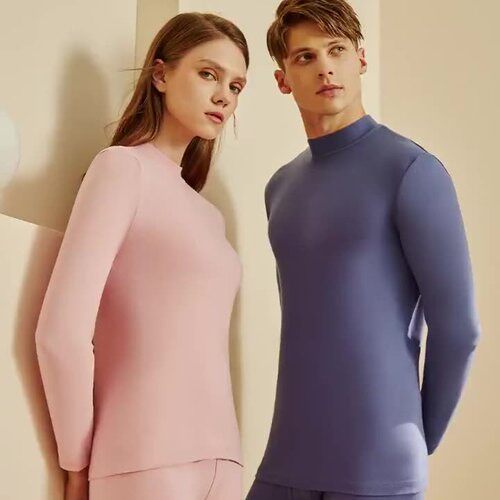 三枪保暖内衣男秋冬纯棉中厚半高领秋衣秋裤全棉长袖女套装21841D