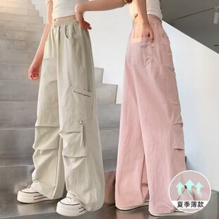 女童工装裤夏季薄款2026新款儿童夏天防蚊裤子大童爵士舞阔腿裤潮