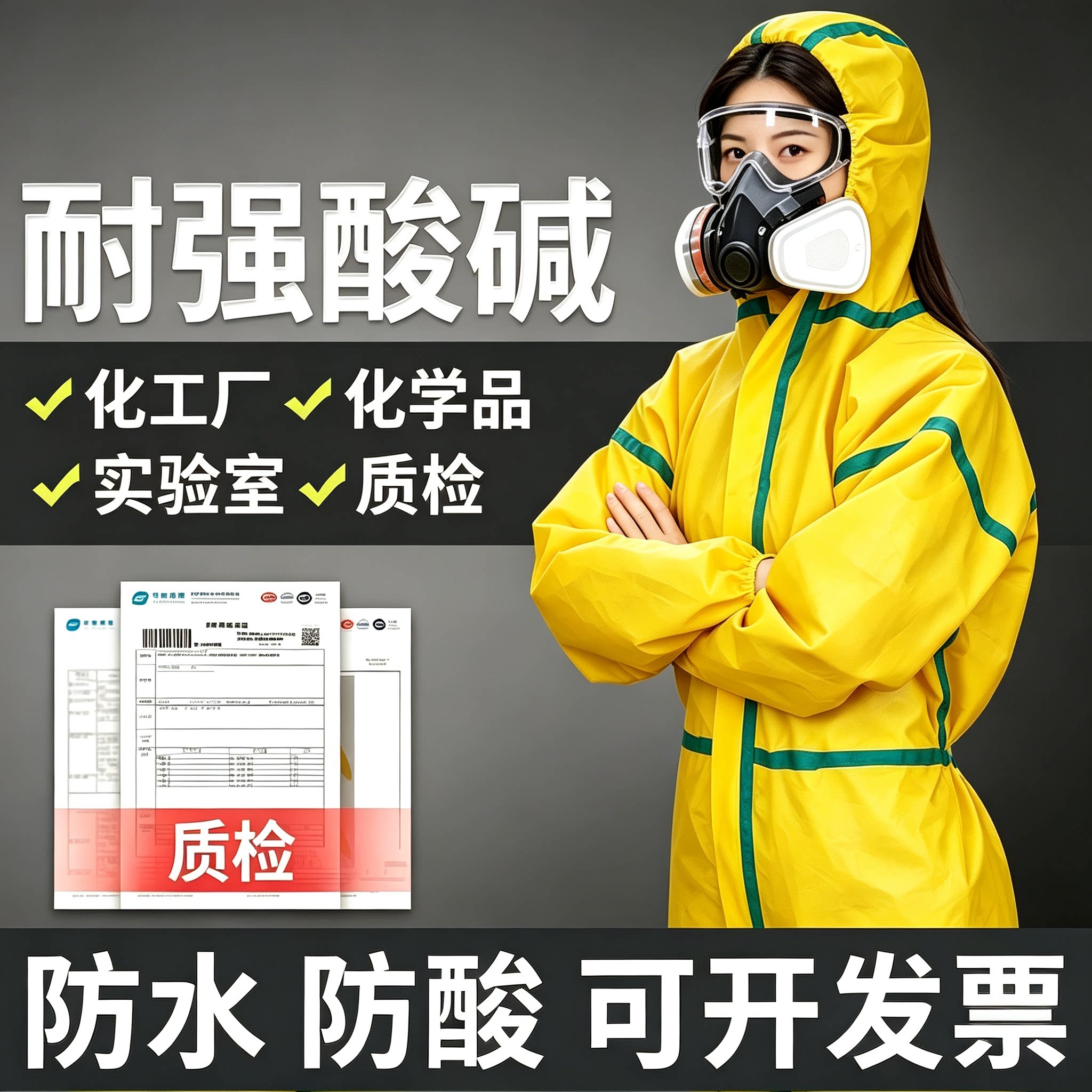 一体式防护服连体全身耐酸碱防护服全套工业化工服喷漆专用防化服
