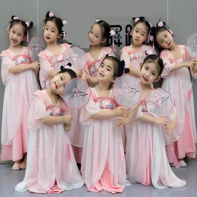 儿童汉服演出服桃花笑小