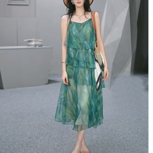 拼接中长款 清新显瘦时尚 吊带连衣裙 新款 S·D西格圣迪奥2026女夏季