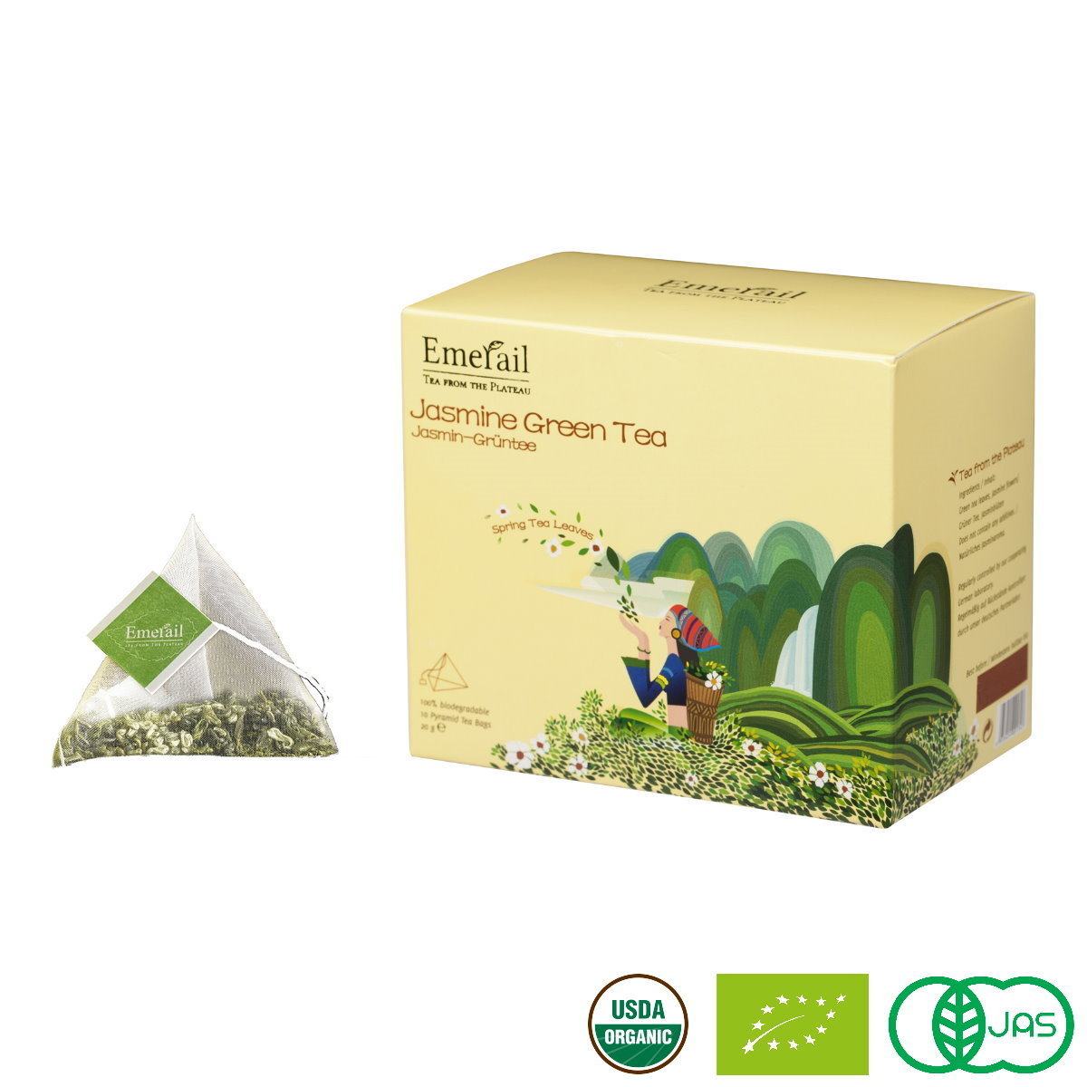 Emerail 高原有机茉莉花绿茶包冲饮盒装天然袋装独立小包装养生茶