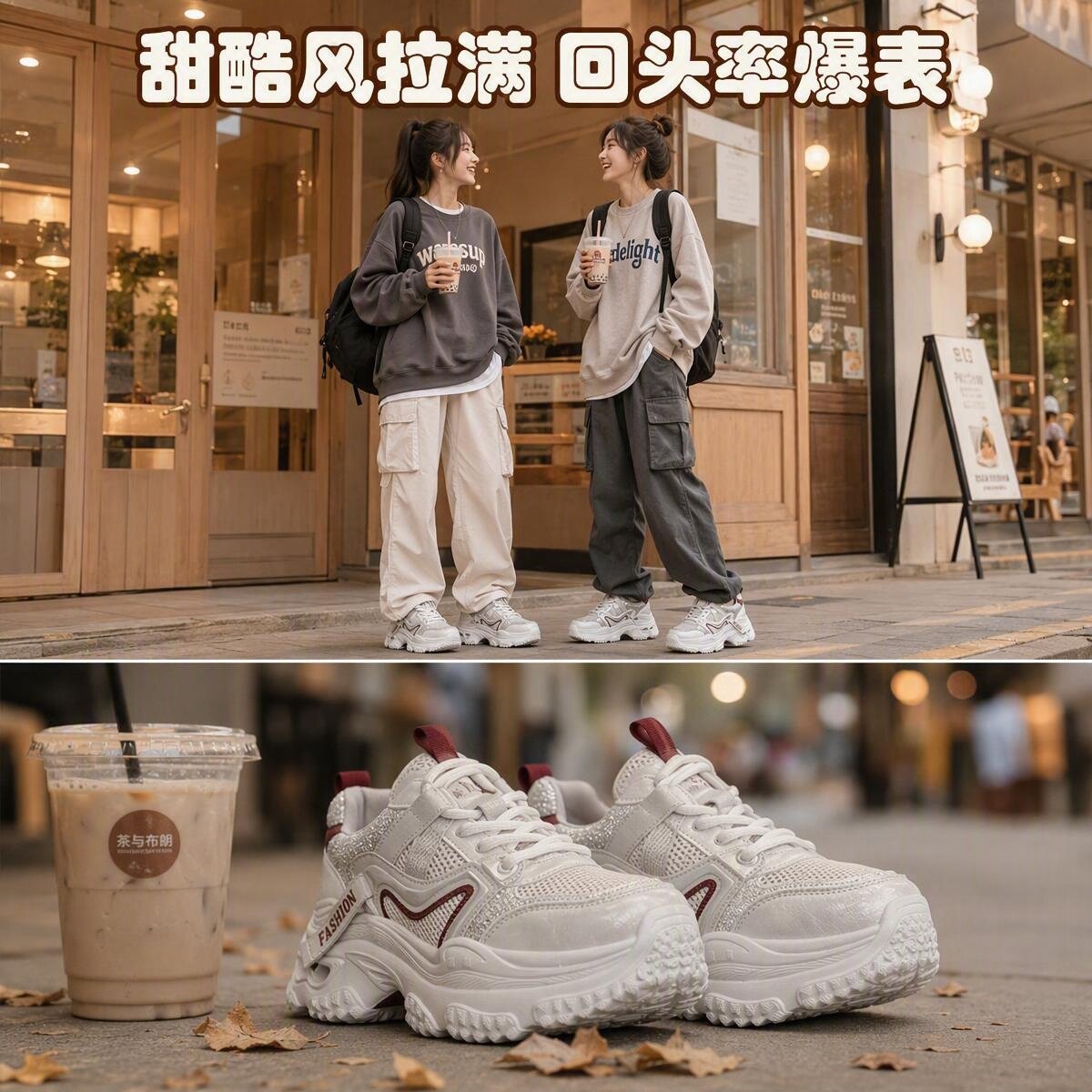 美丹王真皮透气厚底增高女小白鞋