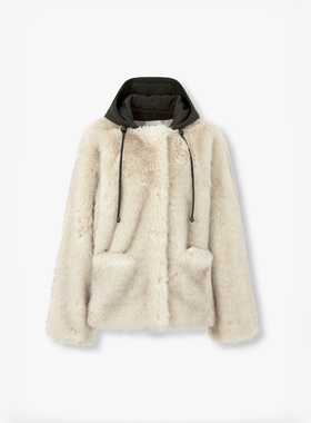 STUDIO TOMBOY 2025 秋冬毛绒连帽夹克 女可拆卸帽宽松皮草外套