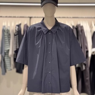 StudioTomboy领口褶皱短袖衬衫 夏季薄款透气 宽松显瘦