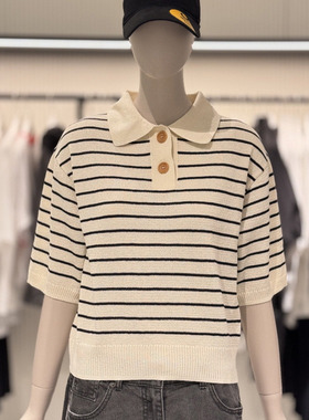 STUDIO TOMBOY条纹短袖针织衫夏季薄款透气百搭套头上衣慵懒风