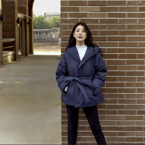 K2 秀智同款女士羽绒服 鹅绒填充 午夜黑显瘦 秋冬通勤女上衣