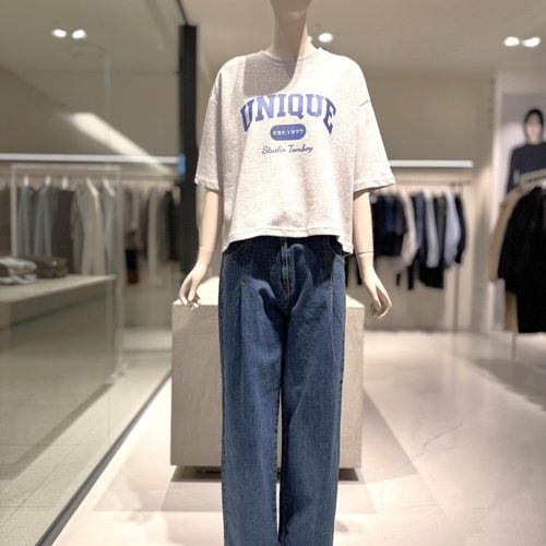 Studio Tomboy中性风宽松印花短袖T恤 五分袖oversize圆领上衣