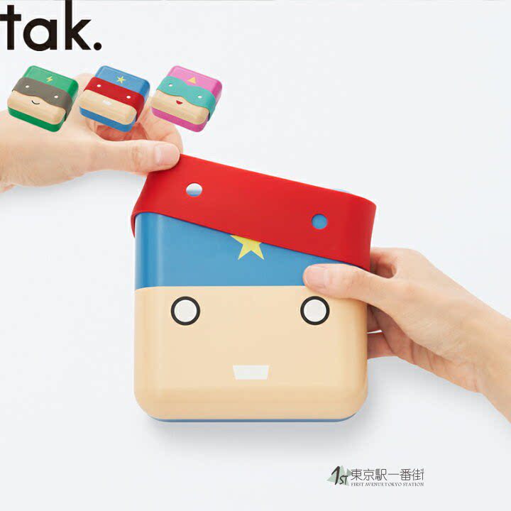 代购 tak. 日本制 儿童款趣味可爱超级英雄图案方形便当盒饭盒