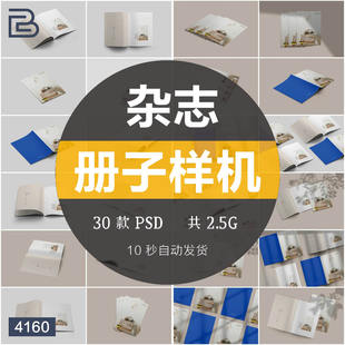 杂志小册子画册写真集书籍模型VI样机展示效果图PSD智能贴图素材