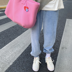 Real shot real price solid color thickened corduroy loose casual versatile straight leg pants women's Leggings