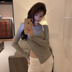 Real price shoulder pad with split hem and long sleeve T-shirt with underlay