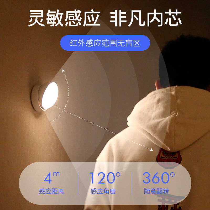 磁吸充电人体感应小夜灯长续航