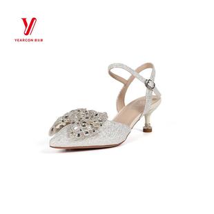 包头尖头细高跟水钻不灵不灵 女2023年新款 33851 凉鞋 意尔康女式