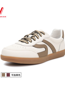 意尔康女鞋2025秋季新款复古皮面轻便软底运动休闲鞋5471DD27367Y