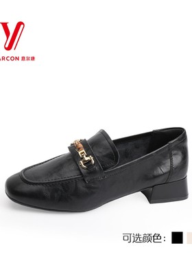 意尔康女鞋2025年秋季新款真皮粗跟百搭通勤时尚单鞋5551GB31018Y