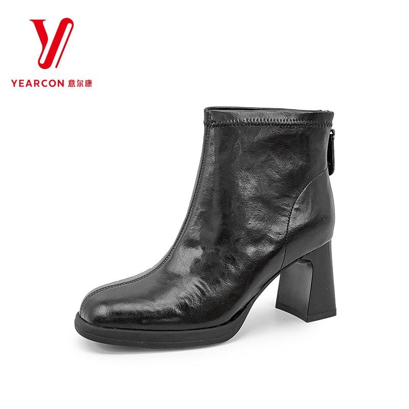 意尔康女鞋2025秋季新款真皮粗高跟爆款百搭时尚靴子5652AH12966Y,女鞋,时装靴,淘宝优惠券,粉丝福利购,淘宝优惠卷