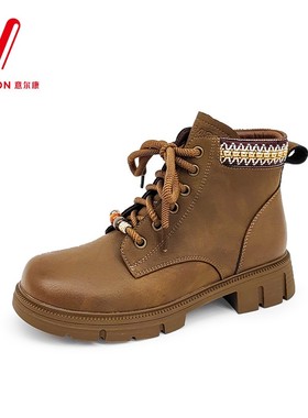 意尔康女鞋2025冬季新款复古潮流百搭短筒时尚马丁靴5862AM15867M