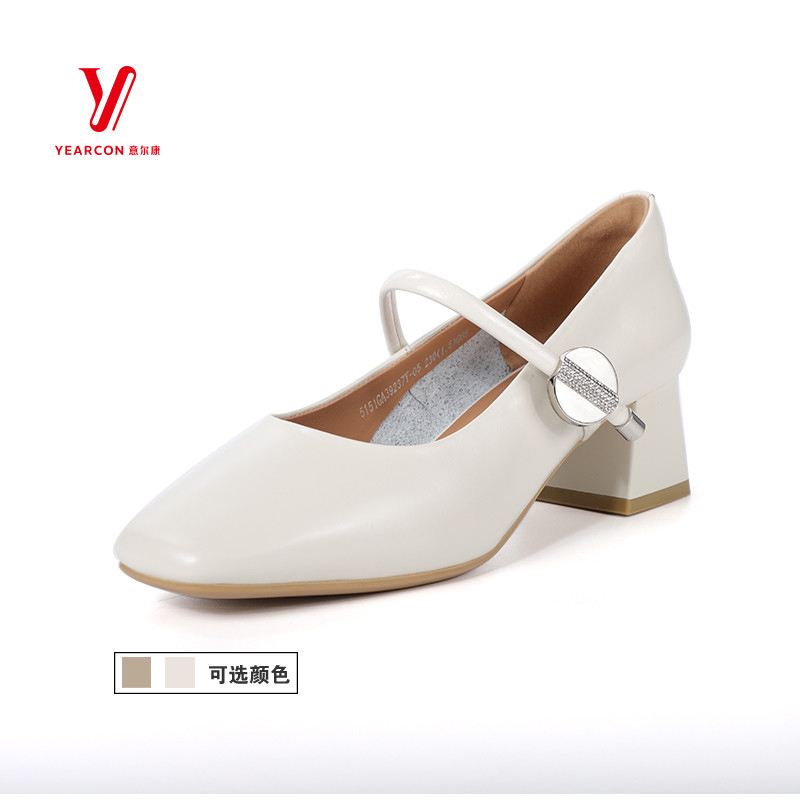 意尔康女鞋2024新款夏季配裙子方头法式气质软底单鞋5151GA39237Y