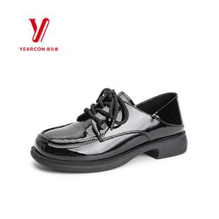 意尔康乐福鞋女2023新款秋款软皮小皮鞋厚底英伦风爆款百搭19011