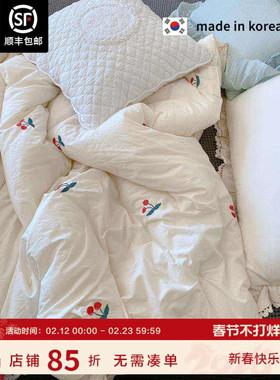 现货▲ 小美自留~ ASAROOM韩国正品广木纯棉四季被刺绣小樱桃薄被