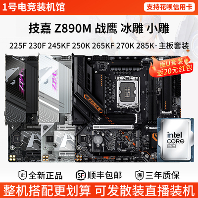 技嘉Z890M F DX WF7战鹰冰小雕225 23 245FK 26 27 285K主板U套装