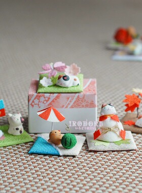 日本龙虎作绢布四季庭院猫咪摆件朋友恋人同事日常送礼生日礼物