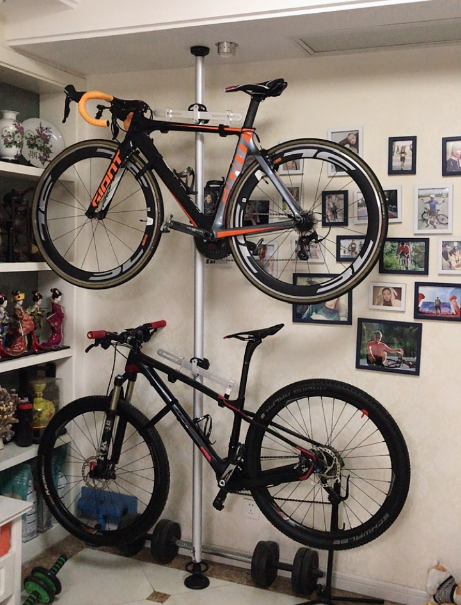 爱骑驿自行车墙壁挂架顶天立地柱展示架儿童平衡车挂钩立式停车架