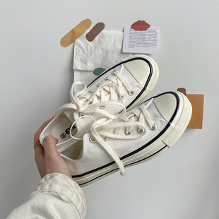 百搭情侣板鞋 1970s白色低帮黑边帆布鞋 透气小白鞋 新款 女2024夏季