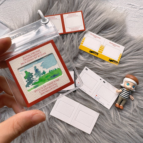 Ins风复古胶片夹水彩纸风景卡通动漫装饰画迷你水彩画