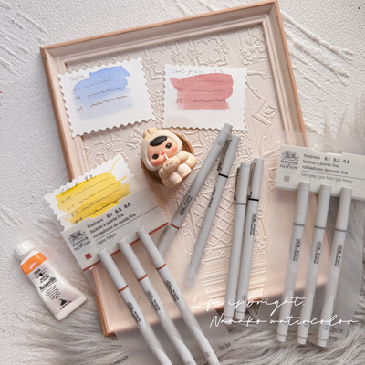 温莎牛顿防水针管笔漫画手账水彩勾线笔黑色棕色淡彩建筑绘图笔