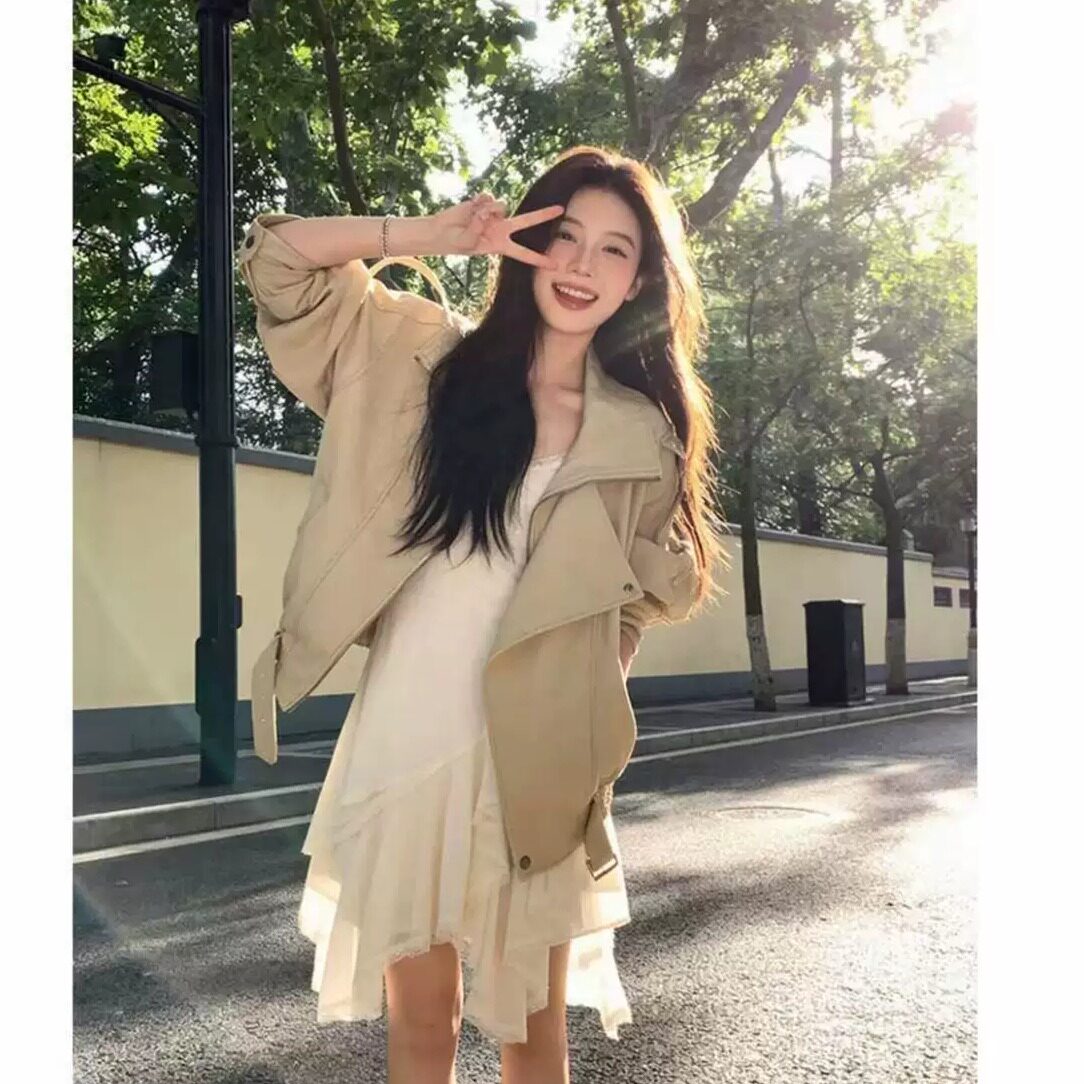 韩版短款风衣女小个子设计感风衣