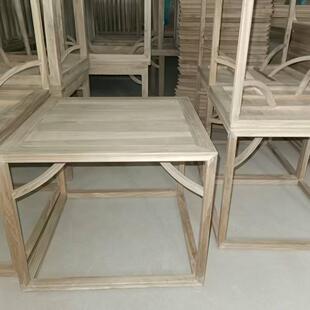 新中式简约现代书桌白茬老榆木茶桌白胚全实木休闲会客桌白坯茶室