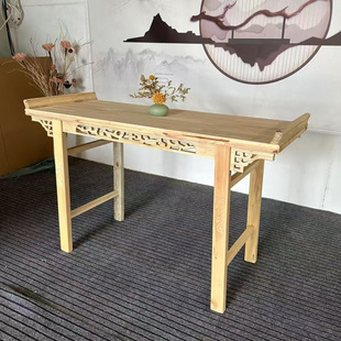 新中式实木供桌长条桌供台佛台玄关桌条案禅意白茬白坯家具展示柜