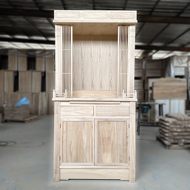 佛龛新中式立柜佛台供奉观音菩萨关公财神实木神台白茬老榆木贡桌