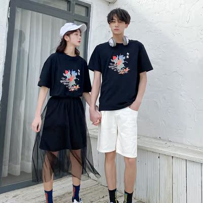 A6754女裙55男套装P55 夏天蜜月情侣装复古风女连衣裙网纱