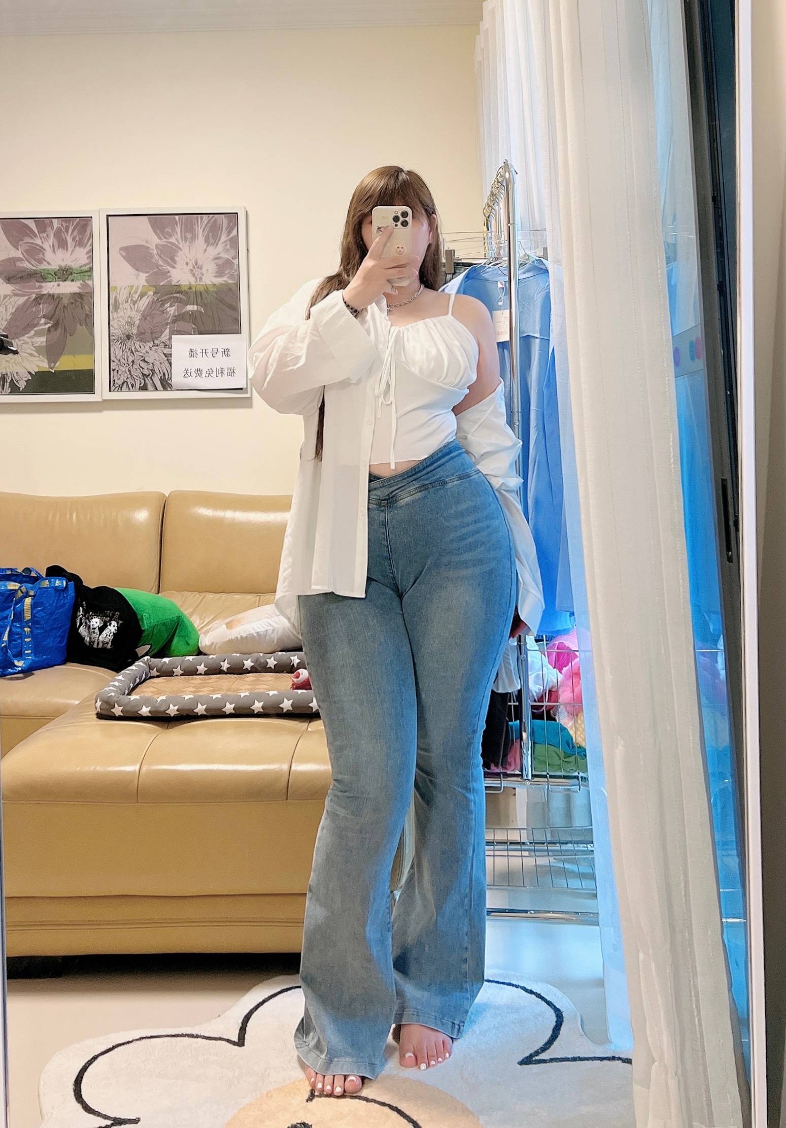 筷子腿显瘦高腰修腿定制大码喇叭牛仔裤 穿上腿立马拉长1米8!