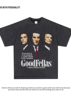 Goodfellas《好家伙》印花短袖美式Vintage电影小领口复古水洗T恤