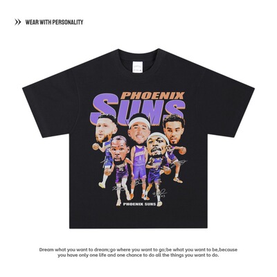 湖人队科比kobe美式篮球嘻哈数码印花重磅纯棉水洗长短袖T恤男潮