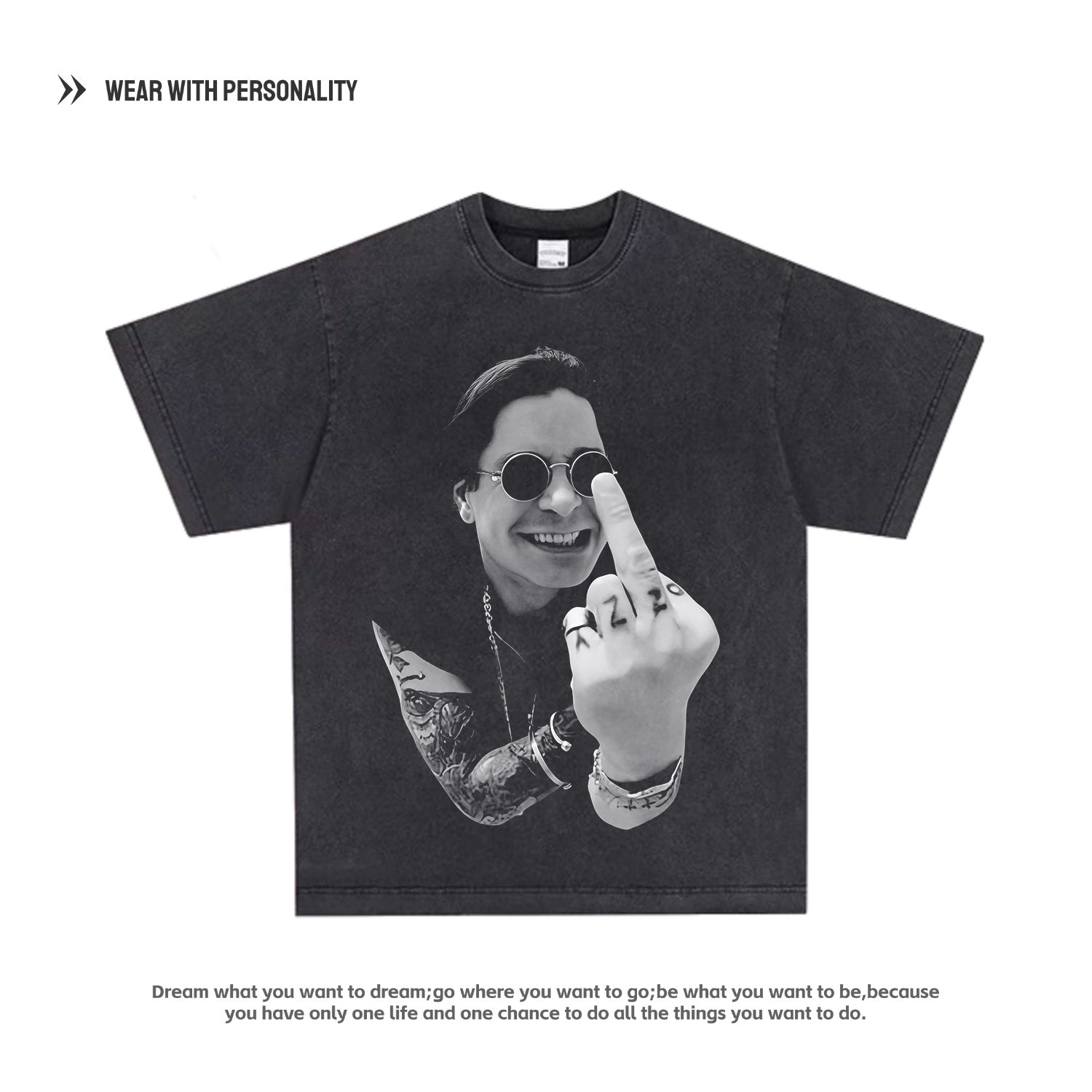 Ozzy Osbourne奥兹·奥斯本vintage美式复古直喷印花摇滚短袖T恤