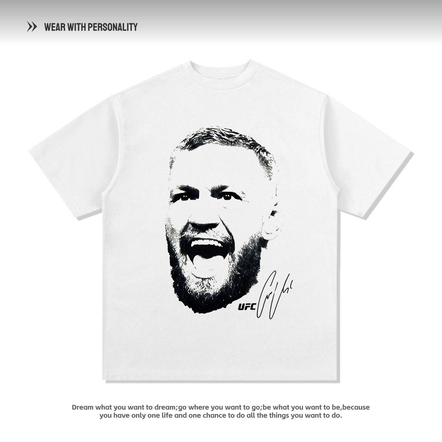 Conor康纳T恤UFC人像印花短袖美式复古纯棉休闲格斗男上衣vintage