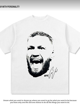 Conor康纳T恤UFC人像印花短袖美式复古纯棉休闲格斗男上衣vintage