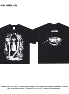 张元英印花应援周边纯棉透气女团演唱会圆领复古高街宽松长短袖