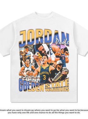 普尔Poole vintage美式复古篮球运动潮流重磅纯棉短袖休闲男t恤夏