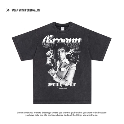 疤面煞星 Homage Tees 复古电影印花重磅直喷美式高街短袖T恤男女