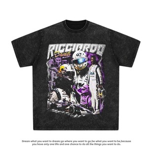 丹尼尔里卡多Daniel Ricciardo F1赛车美式做旧纯棉长短袖T恤男女