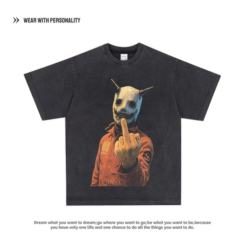 Slipknot T恤vintage 活结乐队宽松短袖数码直喷水洗做旧复古上衣