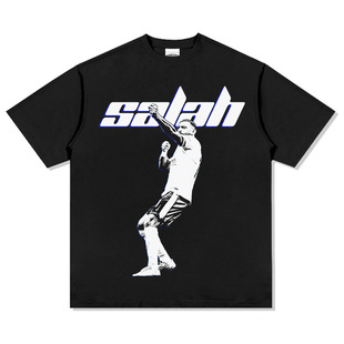 football复古法老Mohamed T恤重磅圆领 Salah印花透气纯棉长短袖